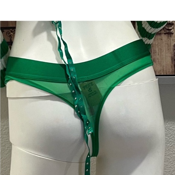 PINK Victoria's Secret Green Striped Holiday Lingerie Set - Picture 10 of 12